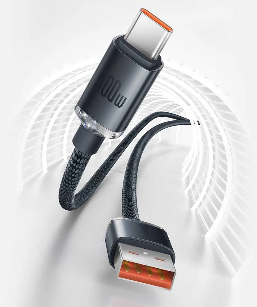 Baseus Crystal Shine USB - USB-C laidas 100W 2m - Violetinis