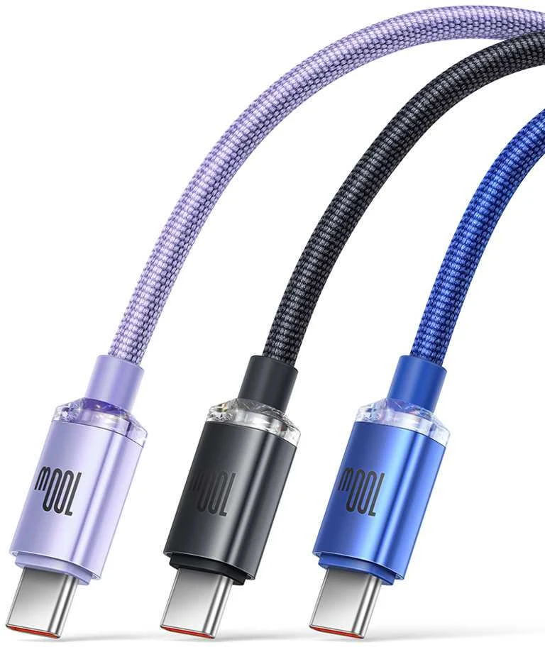 Baseus Crystal Shine USB - USB-C laidas 100W 2m - Violetinis