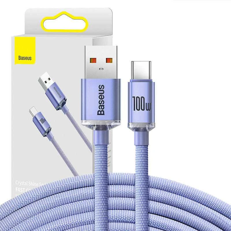 Baseus Crystal Shine USB - USB-C laidas 100W 2m - Violetinis