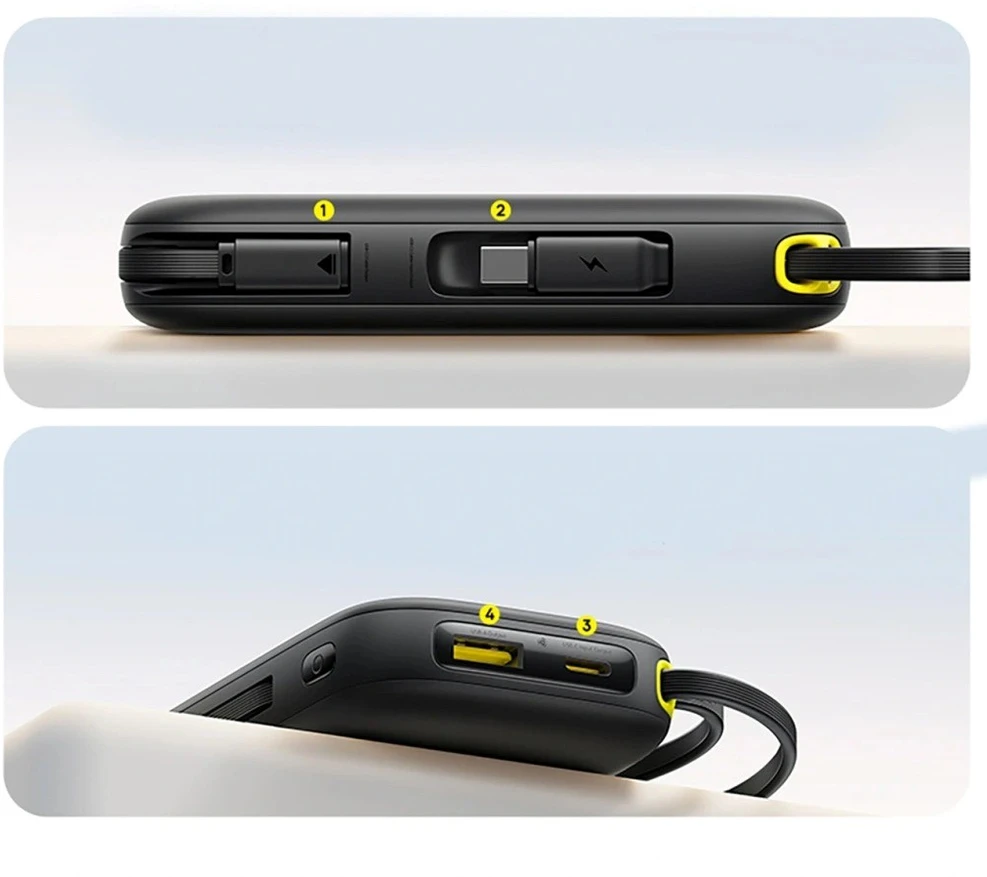 Baseus EnerFill FC31 Powerbank with digital display and 2 built-in USB-C cables 20000mAh 45W Juodas