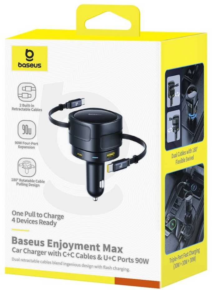 "Baseus PD" automobilinis įkroviklis 2x USB prievadas 90W, juodas