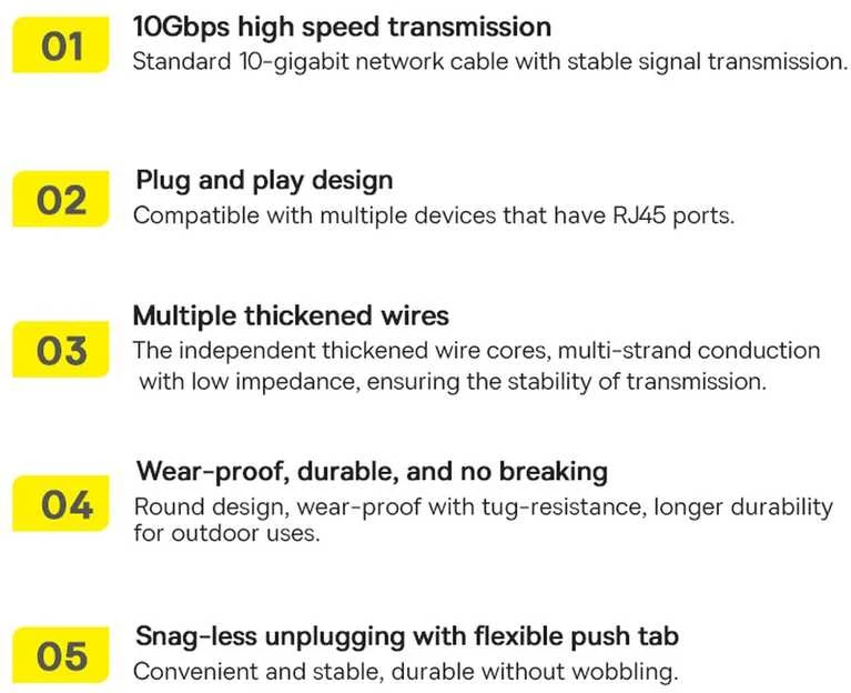 Baseus Ethernet RJ45 10Gbps tinklo kabelis 1m