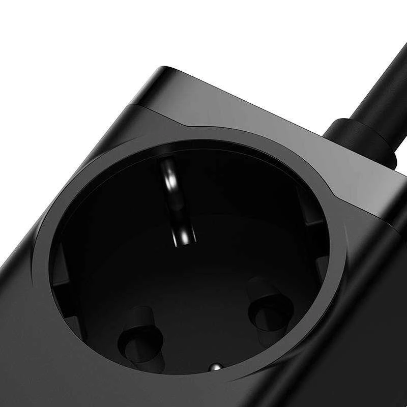 Baseus GaN3 Pro sieninis įkroviklis / maitinimo juosta 2xUSB + 2xUSB-C + AC 100W juodas