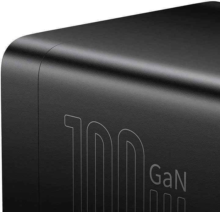 Baseus GaN3 Pro sieninis įkroviklis / maitinimo juosta 2xUSB + 2xUSB-C + AC 100W juodas