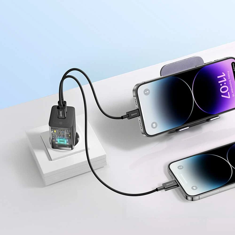 Sieninis įkroviklis Baseus GaN5 40W, 2x USB C (juodas)