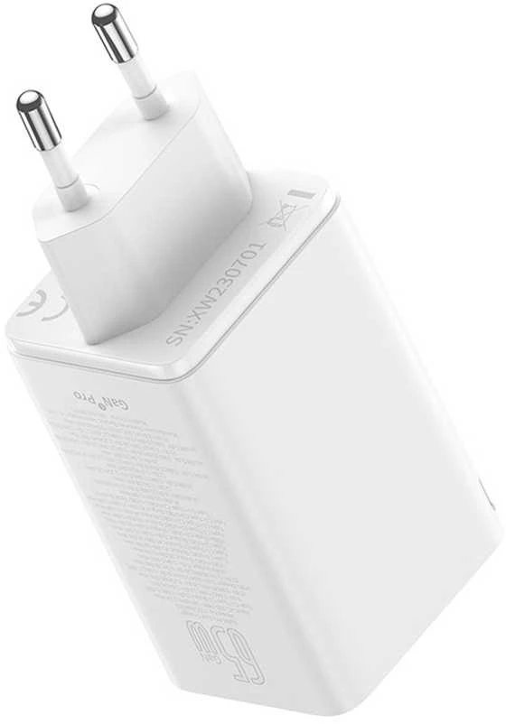 Baseus GAN6 Pro greitas įkroviklis, 2xUSB-C + 2xUSB, 65W (balta)