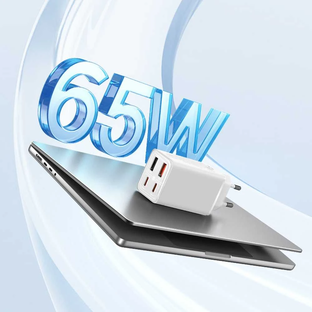 Baseus GAN6 Pro greitas įkroviklis, 2xUSB-C + 2xUSB, 65W (balta)