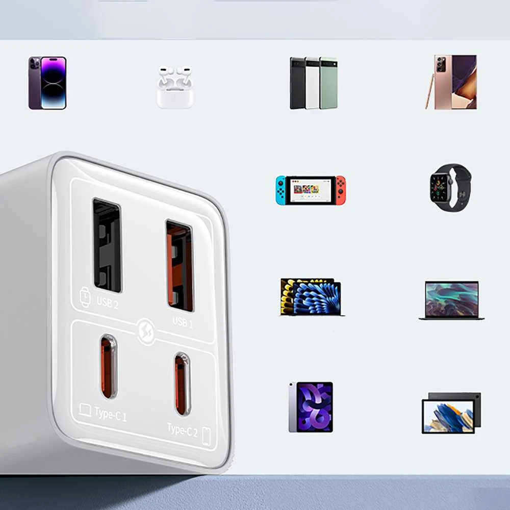 Baseus GAN6 Pro greitas įkroviklis, 2xUSB-C + 2xUSB, 65W (balta)