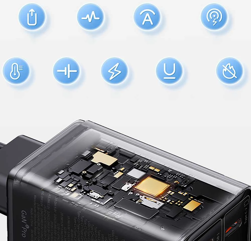 Baseus GAN6 Pro greitas įkroviklis, 2xUSB-C + 2xUSB, 65W (juodas)