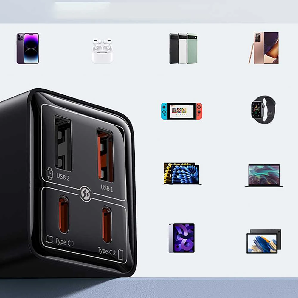Baseus GAN6 Pro greitas įkroviklis, 2xUSB-C + 2xUSB, 65W (juodas)