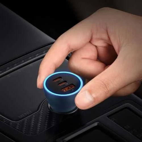 Baseus Automobilinis įkroviklis 12-24V 65W USB + 2xUSB-C QC4+ PD3.0, pilkas