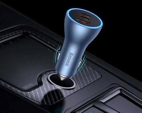 Baseus Automobilinis įkroviklis 12-24V 65W USB + 2xUSB-C QC4+ PD3.0, pilkas