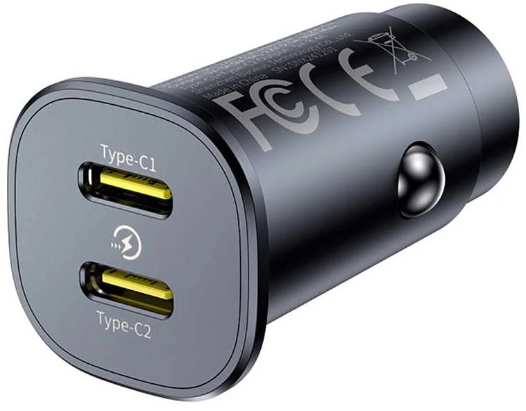 Baseus GoTrip automobilio įkroviklis 2x USB-C 30W Cosmic Juodas