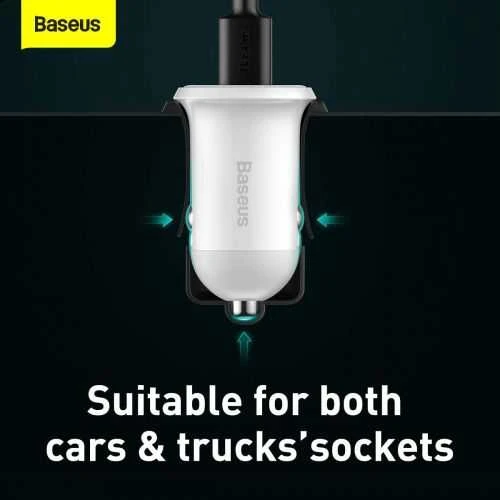 Automobilinis įkroviklis Baseus Grain Pro 2x USB 4.8A - Baltas