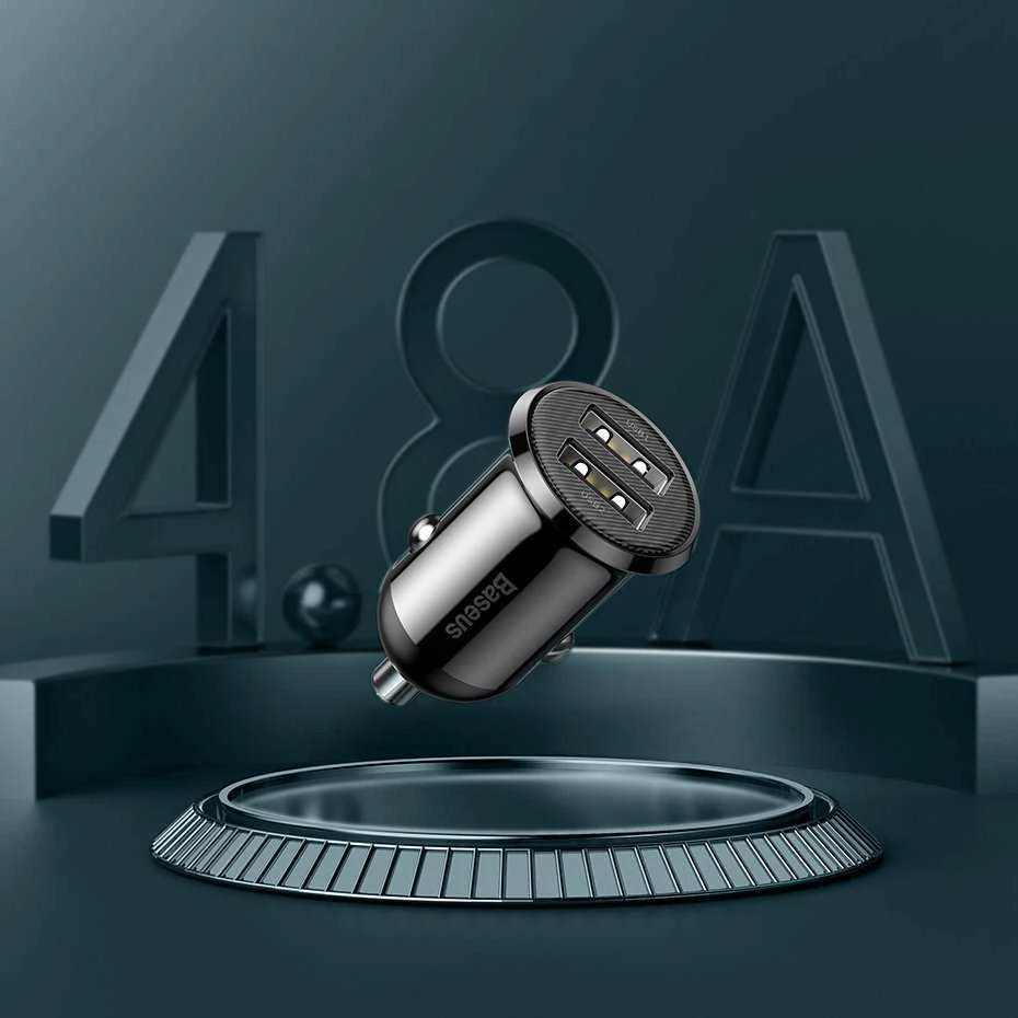 Automobilinis įkroviklis Baseus Grain Pro 2x USB 4.8A - Baltas