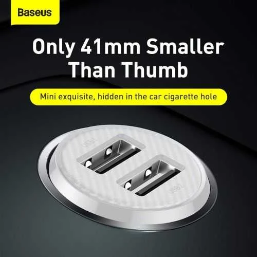 Automobilinis įkroviklis Baseus Grain Pro 2x USB 4.8A - Baltas