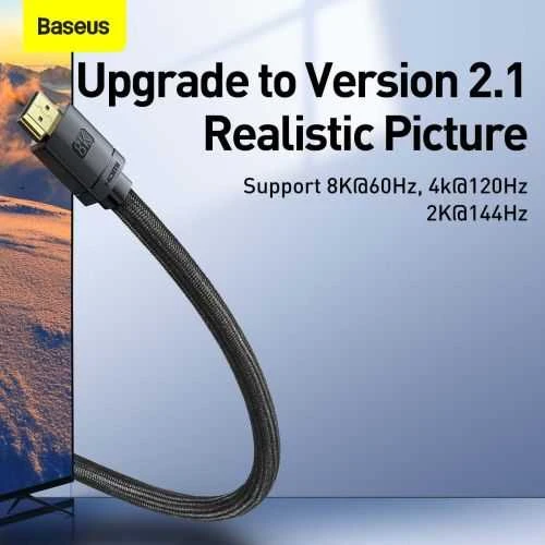 Kabelis HDMI-HDMI kištukai 3.0m (HDMI 2.1) juodas 8K 60Hz 48Gbps / 4K 120Hz, BASEUS