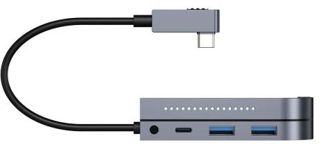 Baseus HUB Bend Angle No.7 Multifunctional (Type-C to 2xUSB3.0 + HDMI 4K + PD 100W + 3.5mm + TF) Upgraded version Space Gray (CAHUB-CWJ0G)