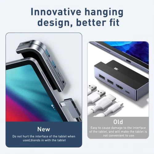 Baseus HUB Bend Angle No.7 Multifunctional (Type-C to 2xUSB3.0 + HDMI 4K + PD 100W + 3.5mm + TF) Upgraded version Space Gray (CAHUB-CWJ0G)