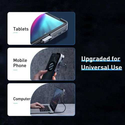 Baseus HUB Bend Angle No.7 Multifunctional (Type-C to 2xUSB3.0 + HDMI 4K + PD 100W + 3.5mm + TF) Upgraded version Space Gray (CAHUB-CWJ0G)
