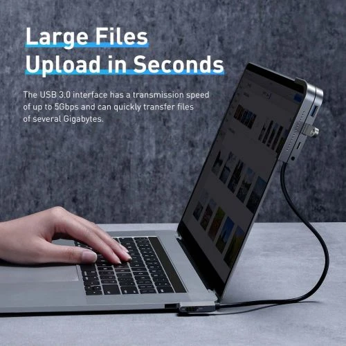Baseus HUB Bend Angle No.7 Multifunctional (Type-C to 2xUSB3.0 + HDMI 4K + PD 100W + 3.5mm + TF) Upgraded version Space Gray (CAHUB-CWJ0G)