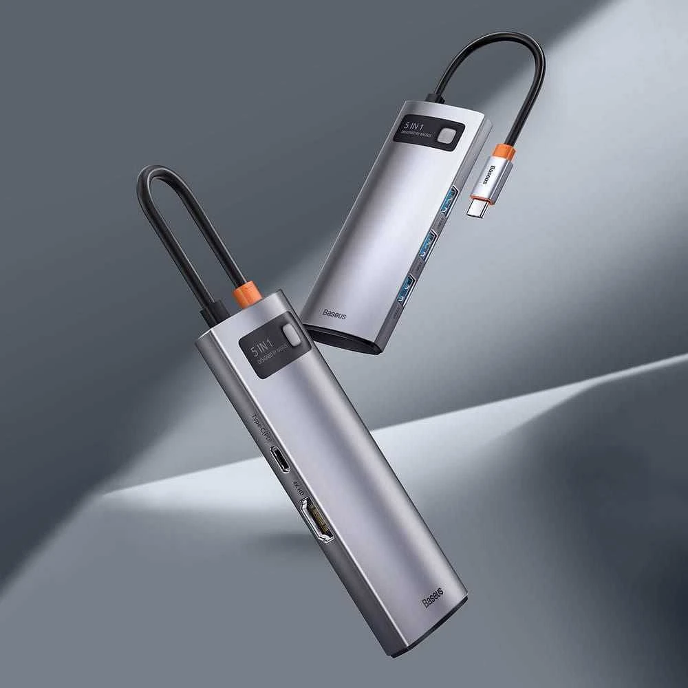 Baseus adapteris 5in1 USB-C šakotuvas 3x USB 3.0 + HDMI + USB-C PD
