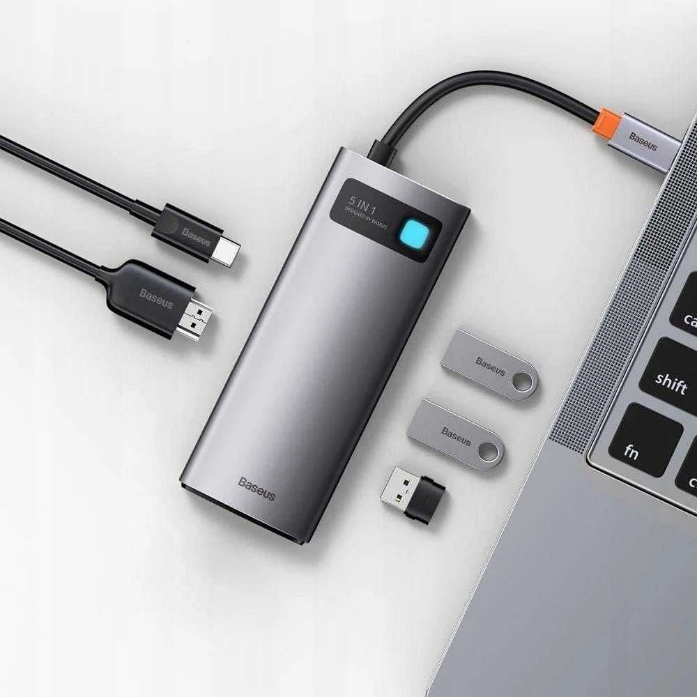 Baseus adapteris 5in1 USB-C šakotuvas 3x USB 3.0 + HDMI + USB-C PD