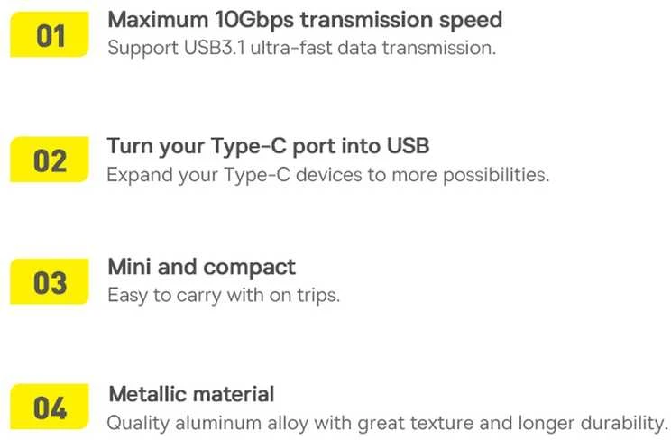 Baseus Ingenuity USB-C – USB-A OTG adapteris - Mėlynas
