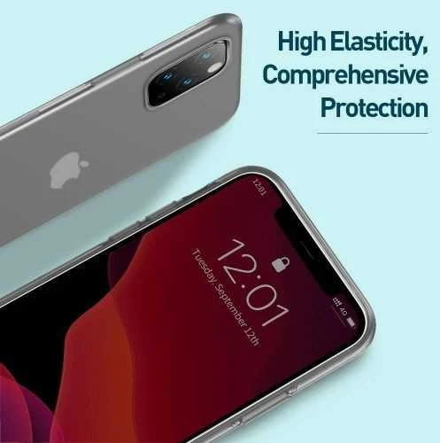 Baseus iPhone 11 Pro Max dėklas Jelly Liquid Silica Gel apsauginis skaidrus juodas