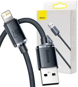 Baseus Crystal Shine kabelis USB į Lightning, 2.4A, 2m juodos spalvos