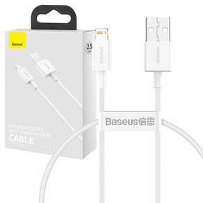 USB kabelis Baseus Superior iš USB į Lightning 2.4A 0.25m baltas CALYS-02