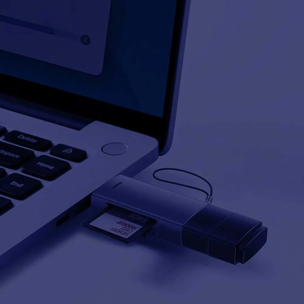 Baseus Lite serijos SD/TF atminties kortelių skaitytuvas USB + USB-C – pilkas