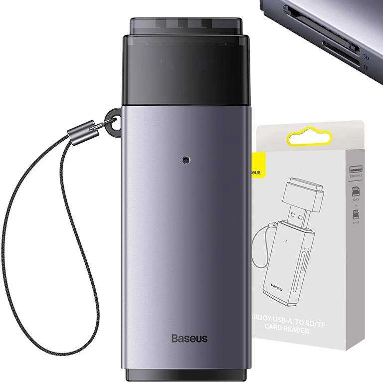 Baseus Lite serijos SD/TF atminties kortelių skaitytuvas, USB - pilkas