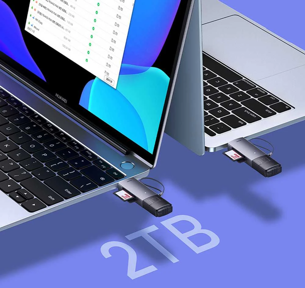 Baseus Lite serijos SD/TF atminties kortelių skaitytuvas USB + USB-C – pilkas