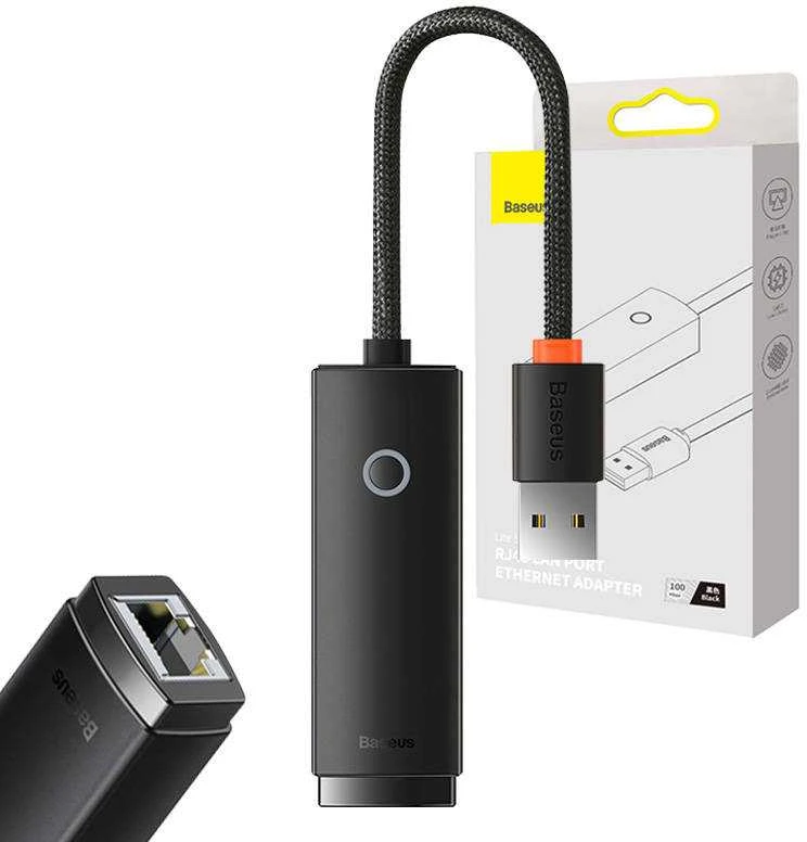 Baseus Adapteris tinklo USB A - RJ45 100Mbit/s, juodas