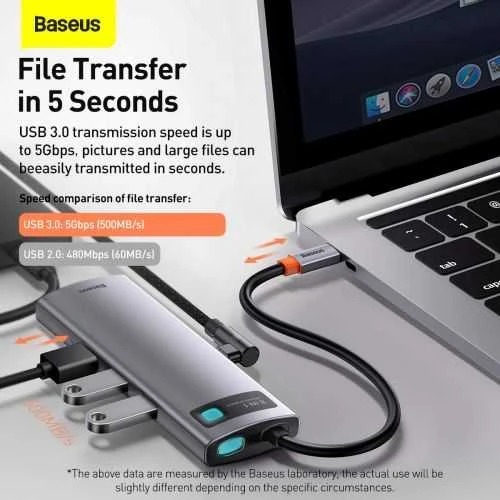 Jungčių stotelė / adapteris USB C kištukas - 8 rūšių jungtys Metal Gleam BASEUS