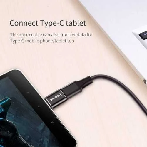Adapteris Baseus USB C kištukas, micro USB B lizdas, OTG funkcija