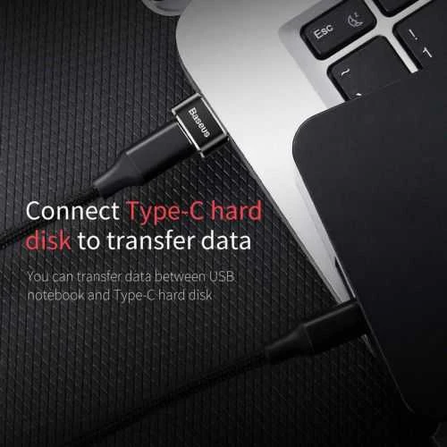 Baseus USB-C – USB-A adapteris 3A – Juodas