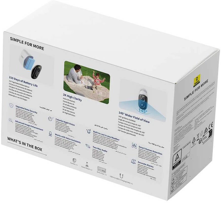 Baseus Security N1 Outdoor Camera 2K baltos spalvos