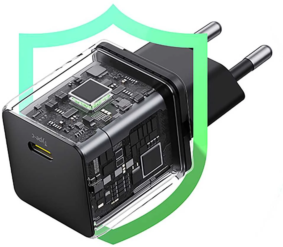 Baseus Sieninis įkroviklis Palm 20W USB-C QC3.0 PD3.0 su USB-C kabeliu 1m, juodas