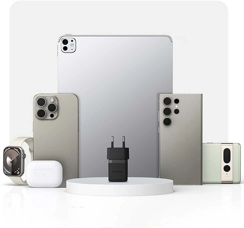 Baseus Sieninis įkroviklis Palm 20W USB-C QC3.0 PD3.0 su USB-C kabeliu 1m, juodas