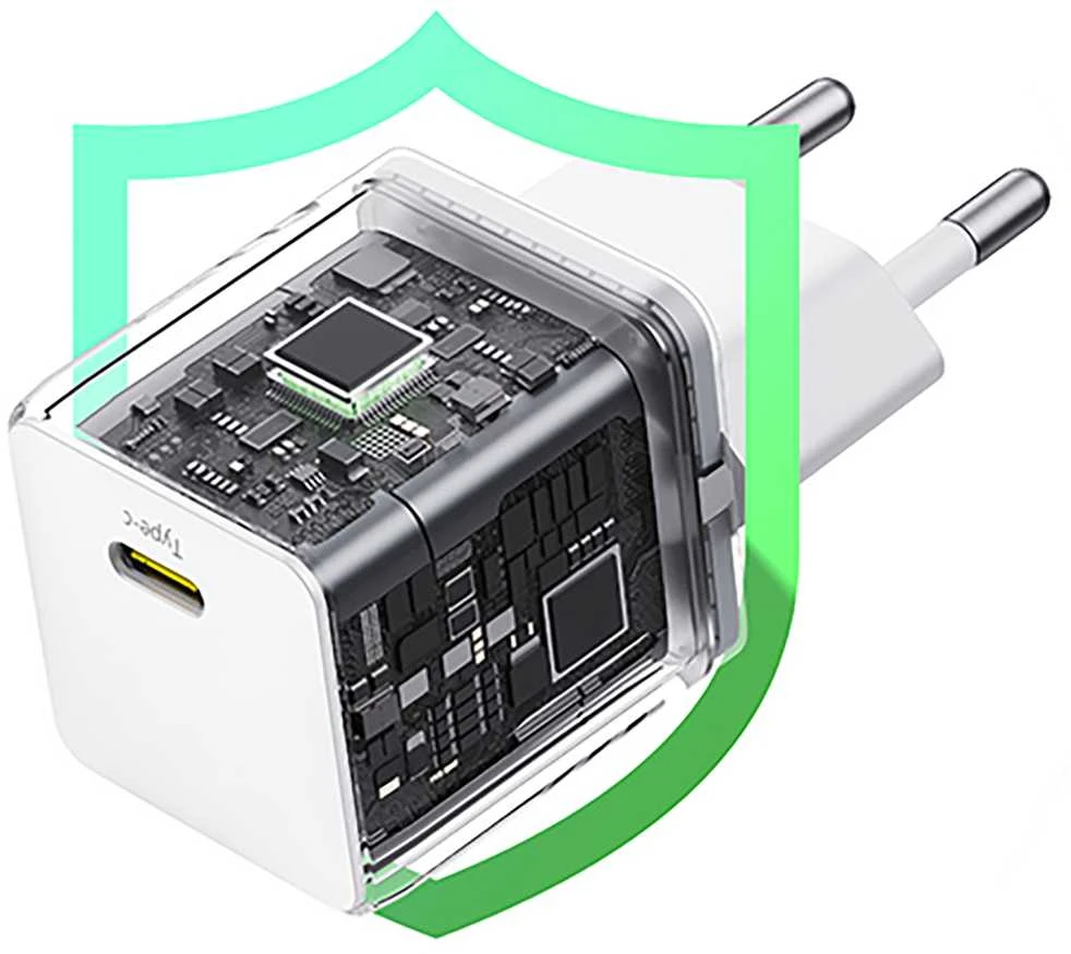 Baseus Sieninis įkroviklis Palm 20W USB-C QC3.0 PD3.0 su USB-C kabeliu 1m, baltas