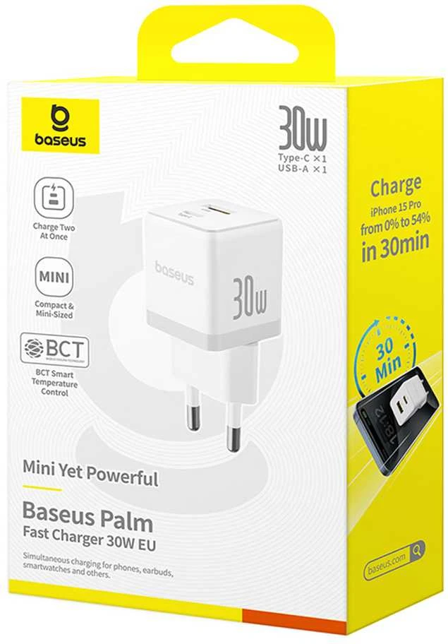 Baseus Palm 30W USB-C USB-A - balta