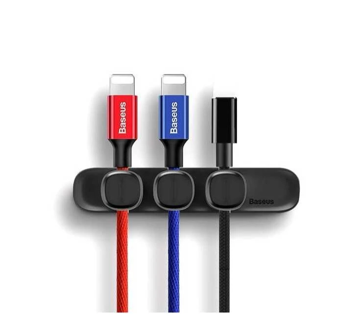 Kabelių laikiklis klijuojamas su magnetiniais 3 kabelių adapteriais juodas BASEUS
