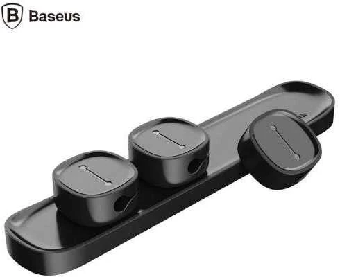 Kabelių laikiklis klijuojamas su magnetiniais 3 kabelių adapteriais juodas BASEUS