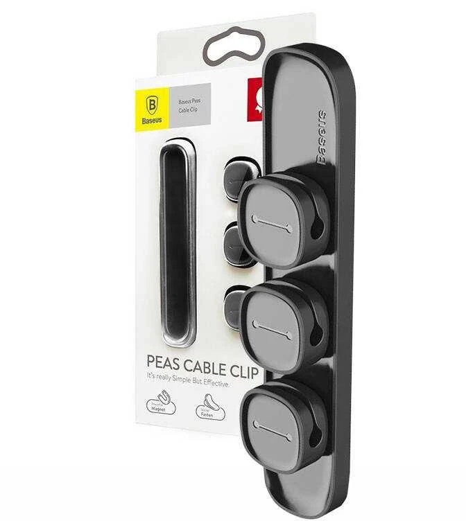 Kabelių laikiklis klijuojamas su magnetiniais 3 kabelių adapteriais juodas BASEUS