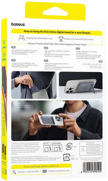 Baseus PicoGo AM31 Qi2 5000 mAh 20W pilka