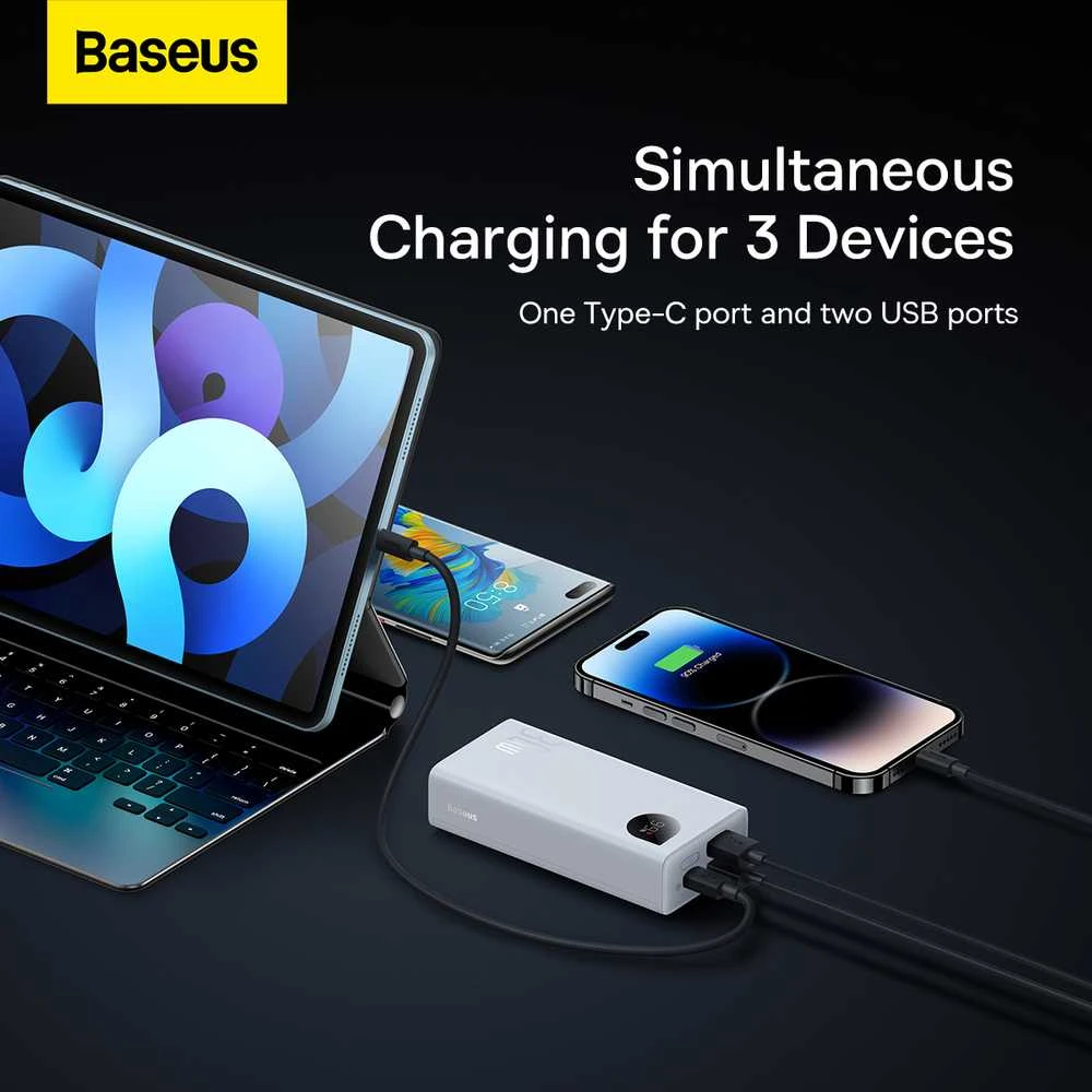 Greitas įkrovimas Power Bank Baseus Adaman2 10000mAh 30W Baltas