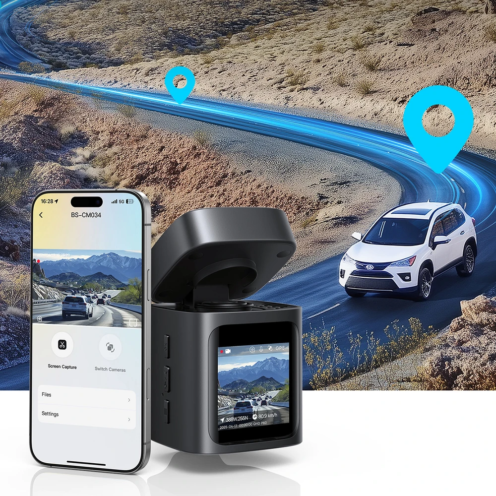 Baseus PrimeTrip VD1 automobilinis vaizdo registratorius 2K+1080p – juodos spalvos