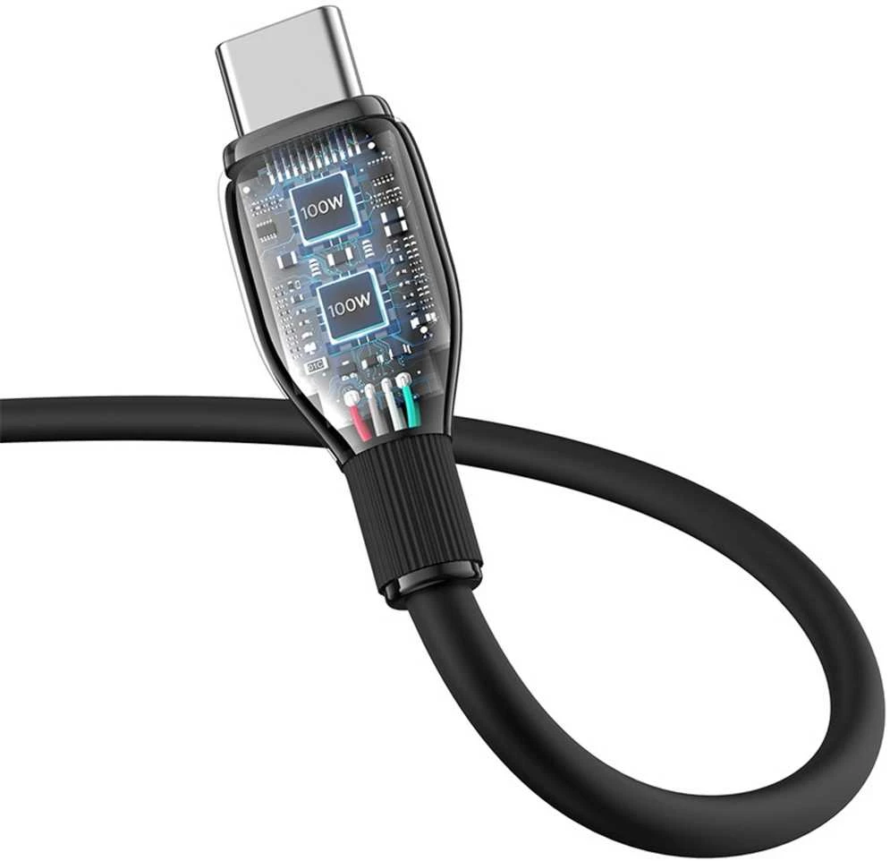 Baseus Pudding serijos USB-C laidas - USB-C 100W 1.2m - Juodas